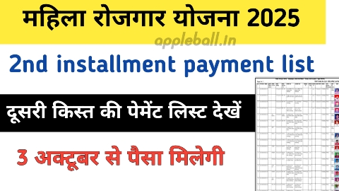 महिला रोजगार योजना 2nd installment payment list कैसे चेक करें